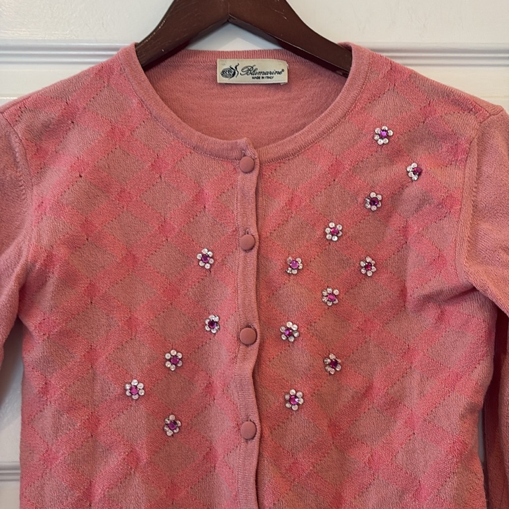 Blumarine Embellished Vintage Pink Cardigan